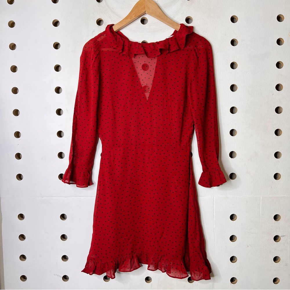 Reformation Red Ruffled Bell Sleeve Sundress